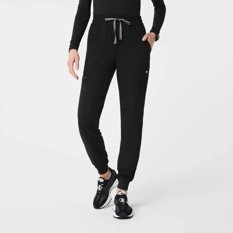 Women's High Waisted Uman Relaxed Jogger Scrub Pants - Black