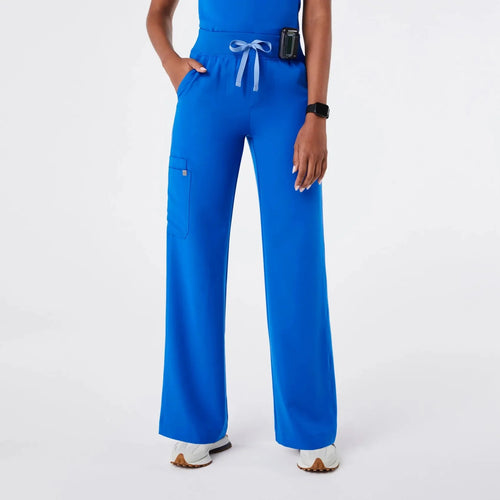 Women's High Waisted Isabel Wide Leg Scrub Pants - Royal Blue
