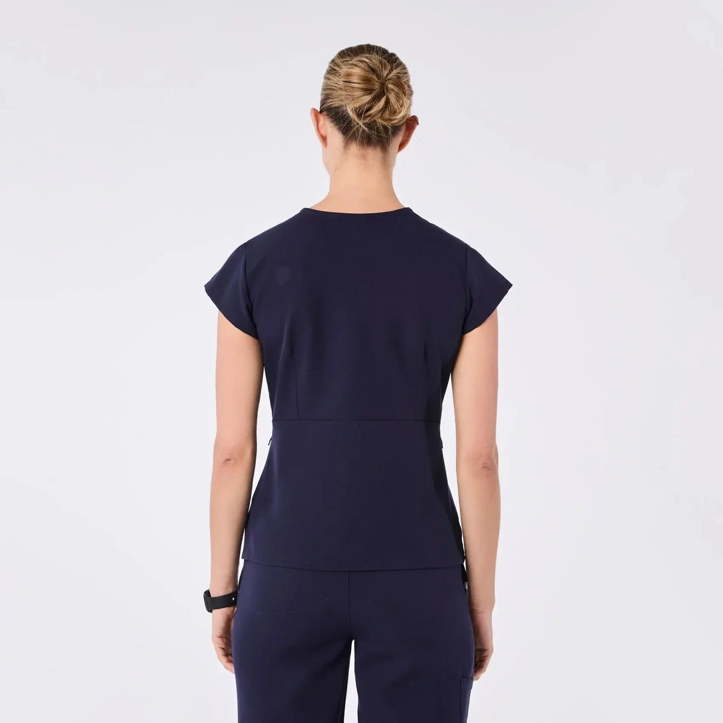 Women's  Slim Peplum Scrub Top - Navy