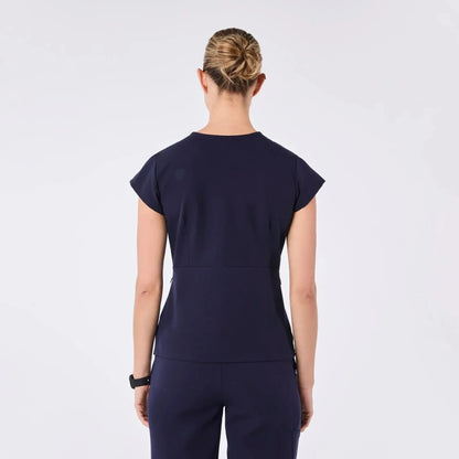 Women's  Slim Peplum Scrub Top - Navy