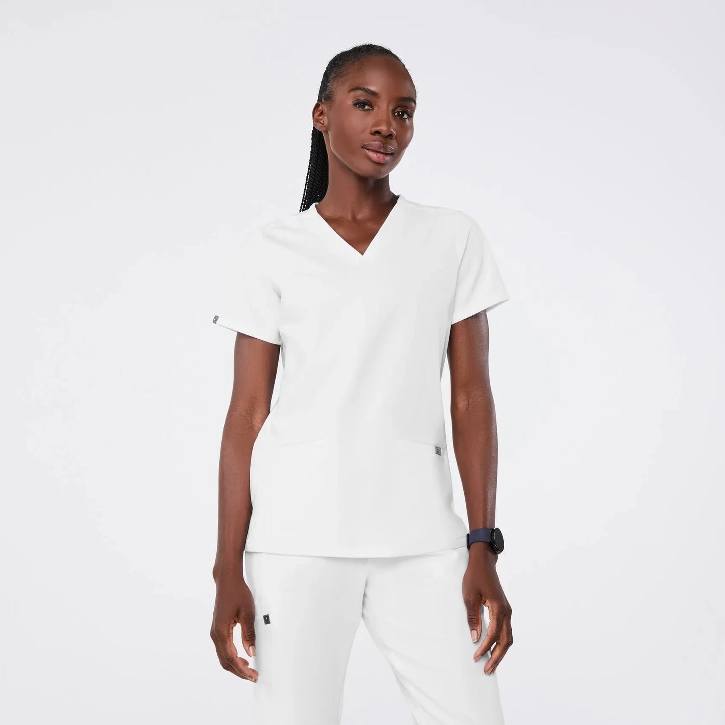 Women's Three-Pocket Scrub Top - Optic White