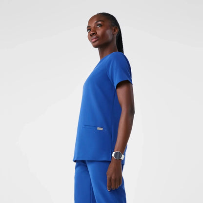 Women's Three-Pocket Scrub Top; - Winning Blue