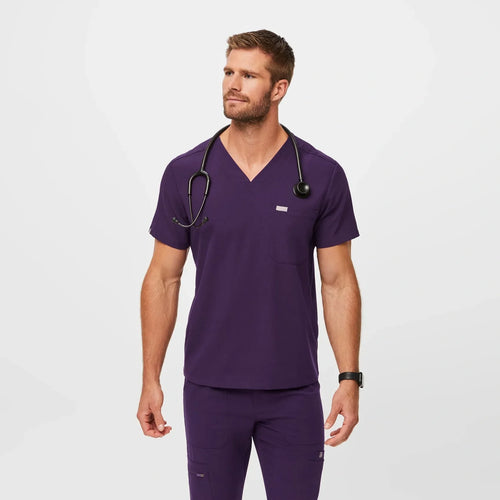 Men's Three-Pocket Scrub Top - Purple Jam